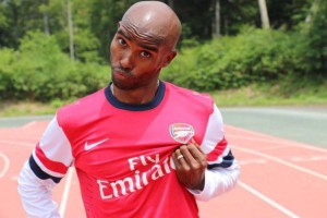 Mo Farah wearing an Arsenal shirt Source: Twitter/@Mo_Farah